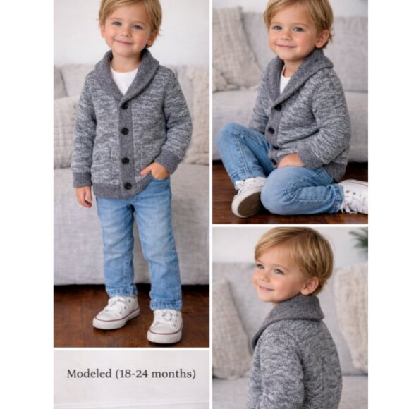 Old Navy Other - Old Navy Toddler Cardigan Gray Knit Shawl Collar Button Front 18-24M